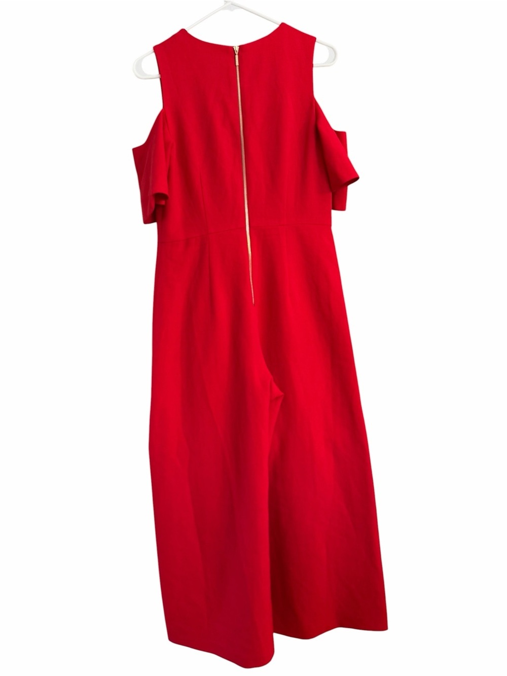 Karl Lagerfeld Red Cold-Shoulder Wide-Leg Jumpsuit - Picture 5 of 7